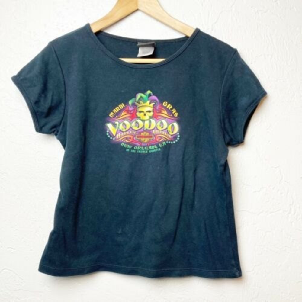 Harley-Davidson Black New Orleans VOODOO Woman’s Top Shirt L